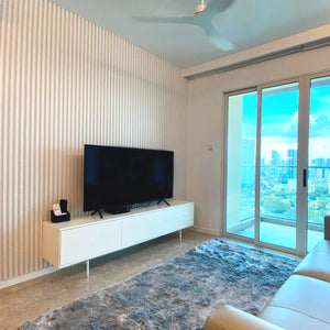 white fluted panels for living room
